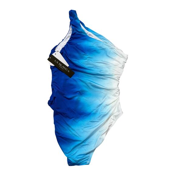 La Blanca Ocean Oasis Shirred One Shoulder One Piece Women's Swimsuit 6 UPF 50+ - Picture 4 of 5